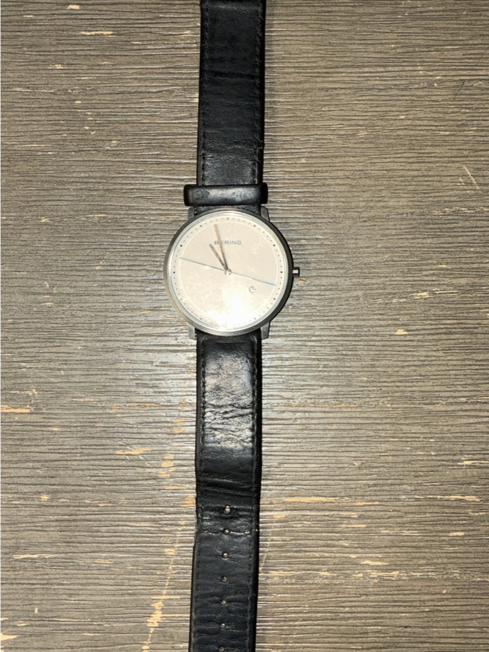 Bering Minimalist Men's Watch – Black Leather Strap – Excellent Condition